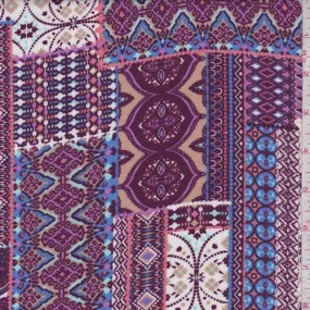 Magenta Moroccan Block Rayon Challis Fabric