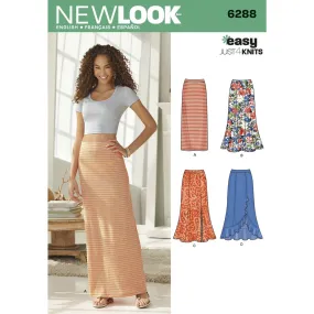 New Look Pattern 6288 Misses' Pull on Knit Skirts