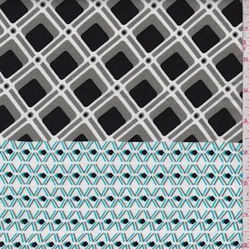 Olive Grey/Black Diamond Lattice Challis Fabric