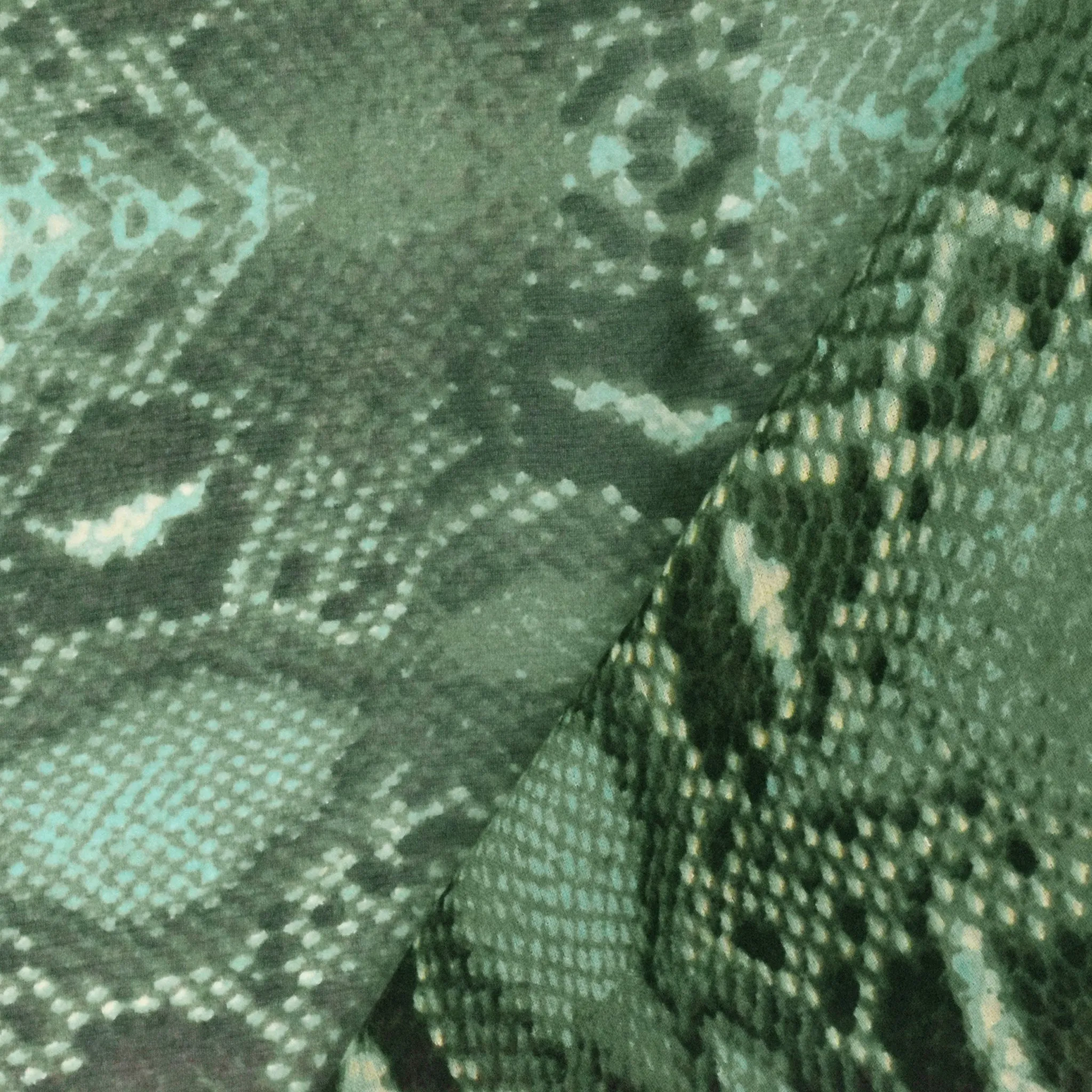 Opaline Green-Brown-Multi Reptile Printed Silk Chiffon Woven Fabric