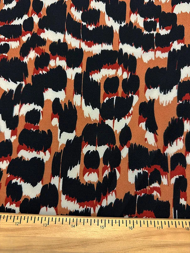 Orange Multi Print Poly Georgette Fabric