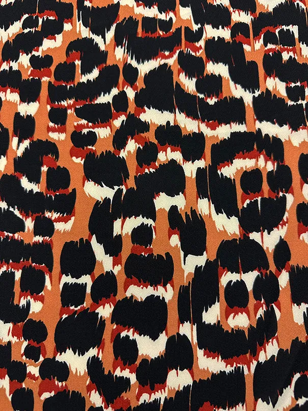 Orange Multi Print Poly Georgette Fabric