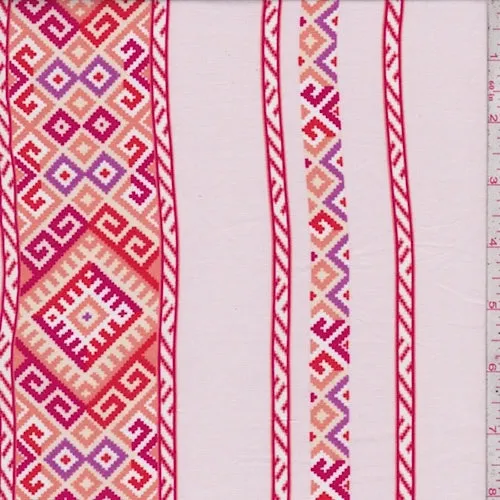 Pale Pink/Peach Southwest Stripe Challis Fabric