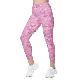 Peony Flower Leggings with Pockets