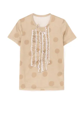 POLKA DOT PRINT T-SHIRT WITH GATHERED DETAIL A