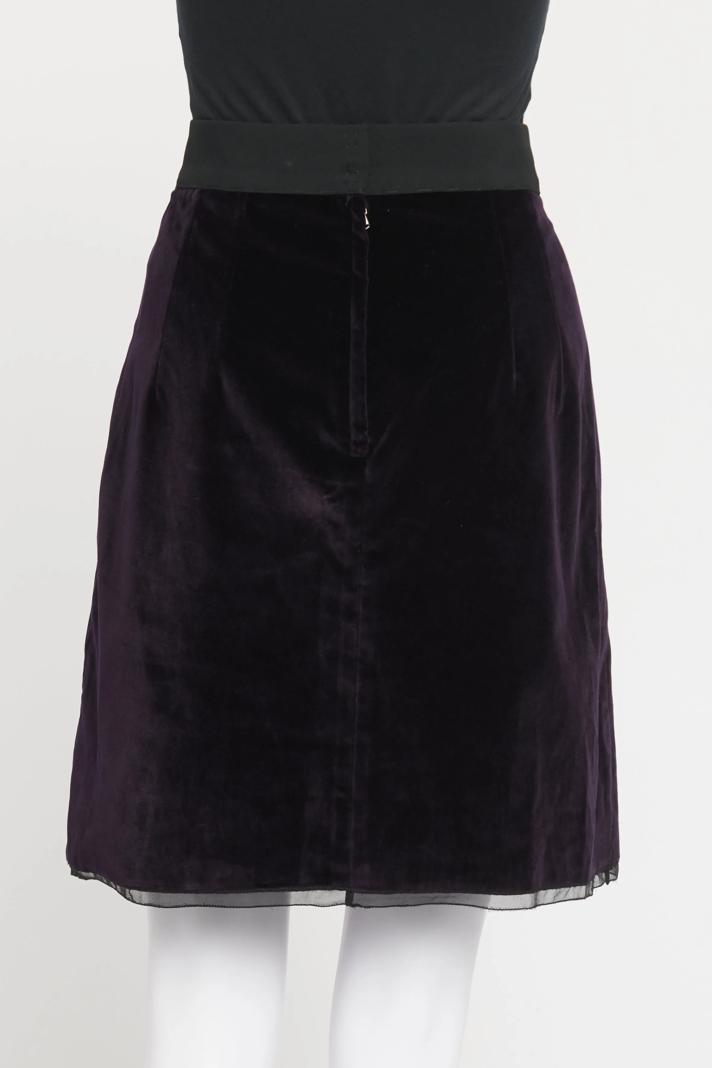 Purple Velvet Tassle Preowned Knee Length Skirt