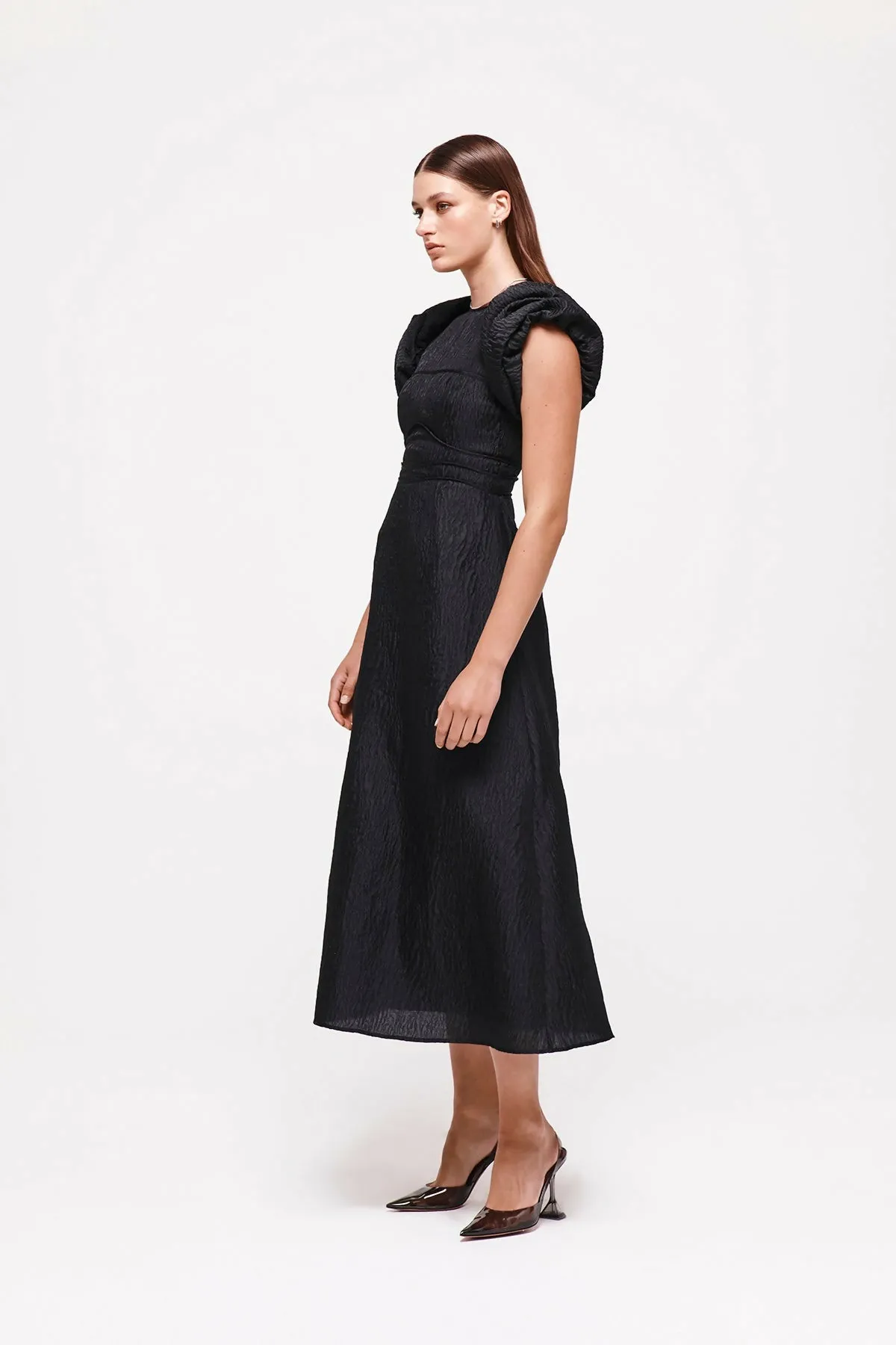 Rachel Gilbert Sophy Midi Dress in Black Size AU 12