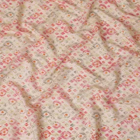 Romantic Rose Garden Viscose Fabric - 110cm Width, Soft & Breathable, Available Online in Meters-D18014