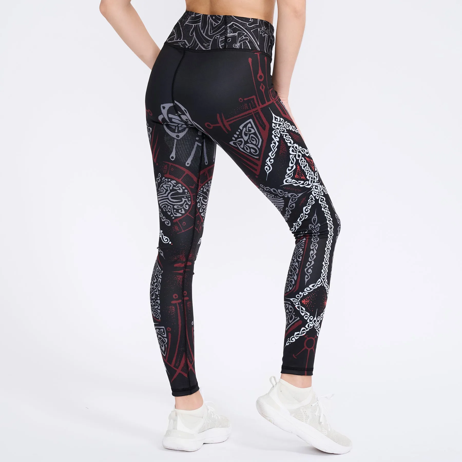 Runes of Loki High Waisted Leggings - Red Edition