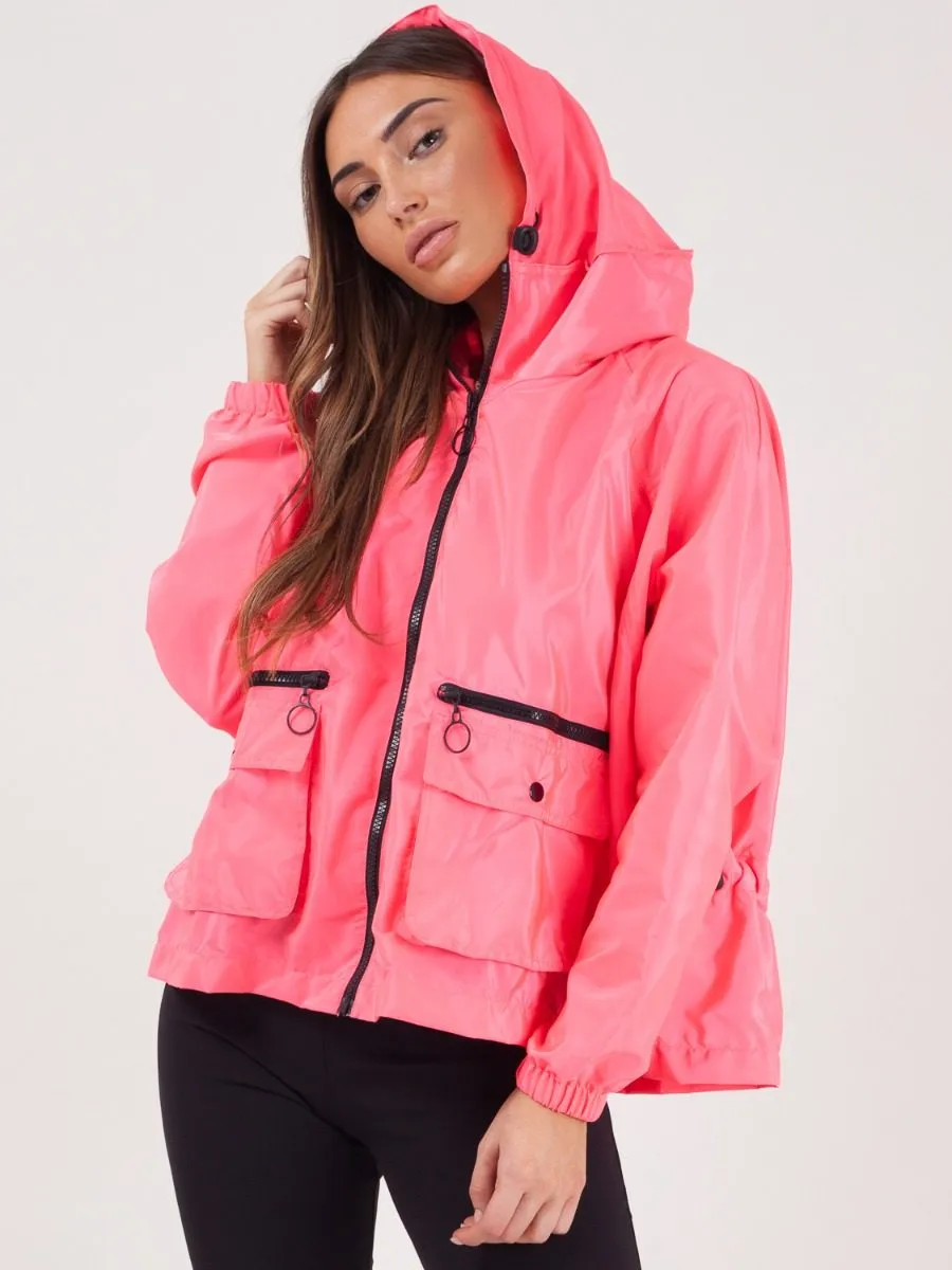 Scarlet Hooded Rain Parka Festival Jacket In Pink