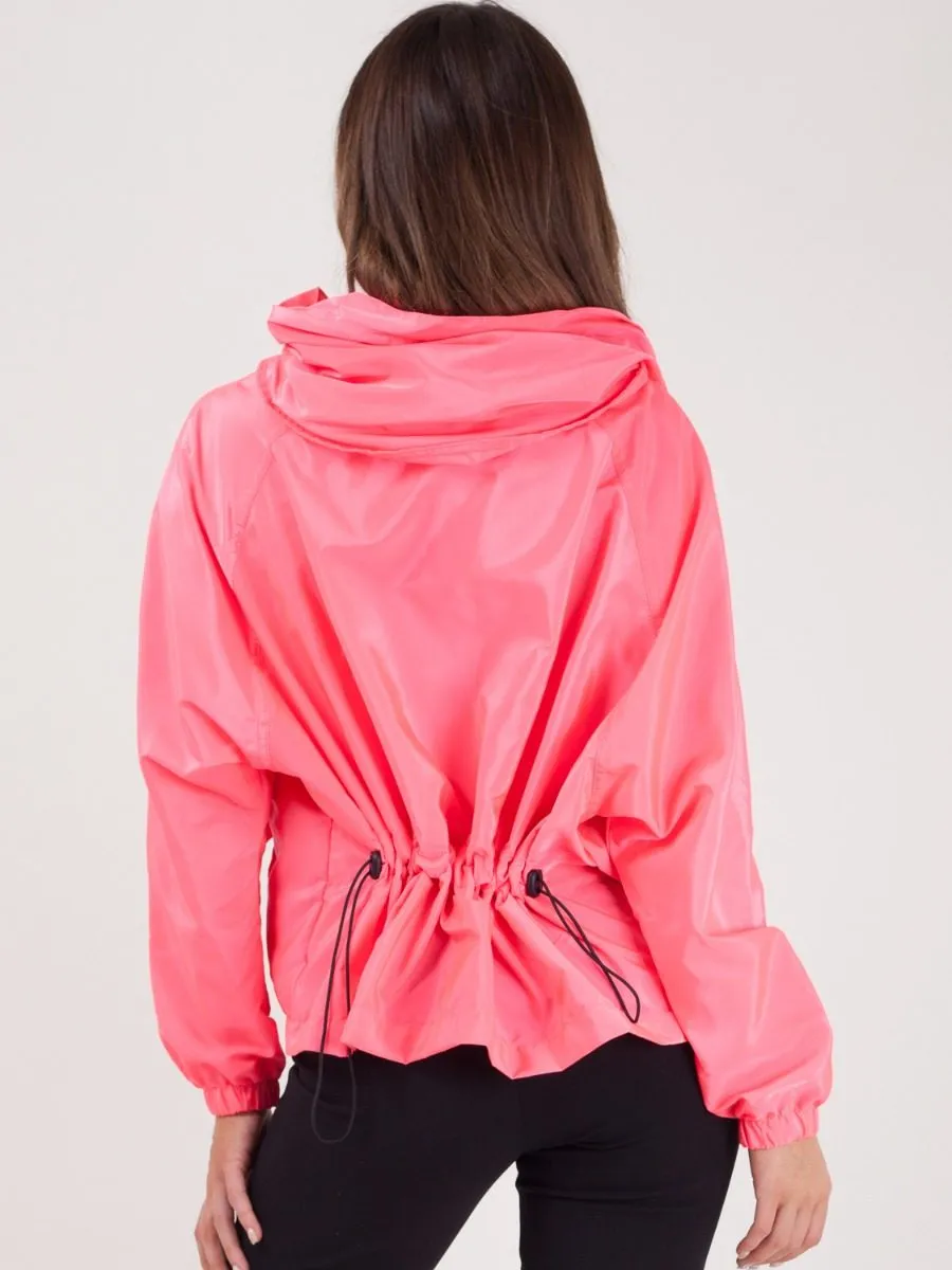 Scarlet Hooded Rain Parka Festival Jacket In Pink