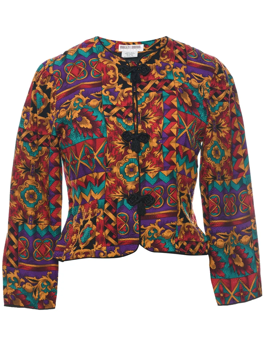 Silk Button Front Jacket - S