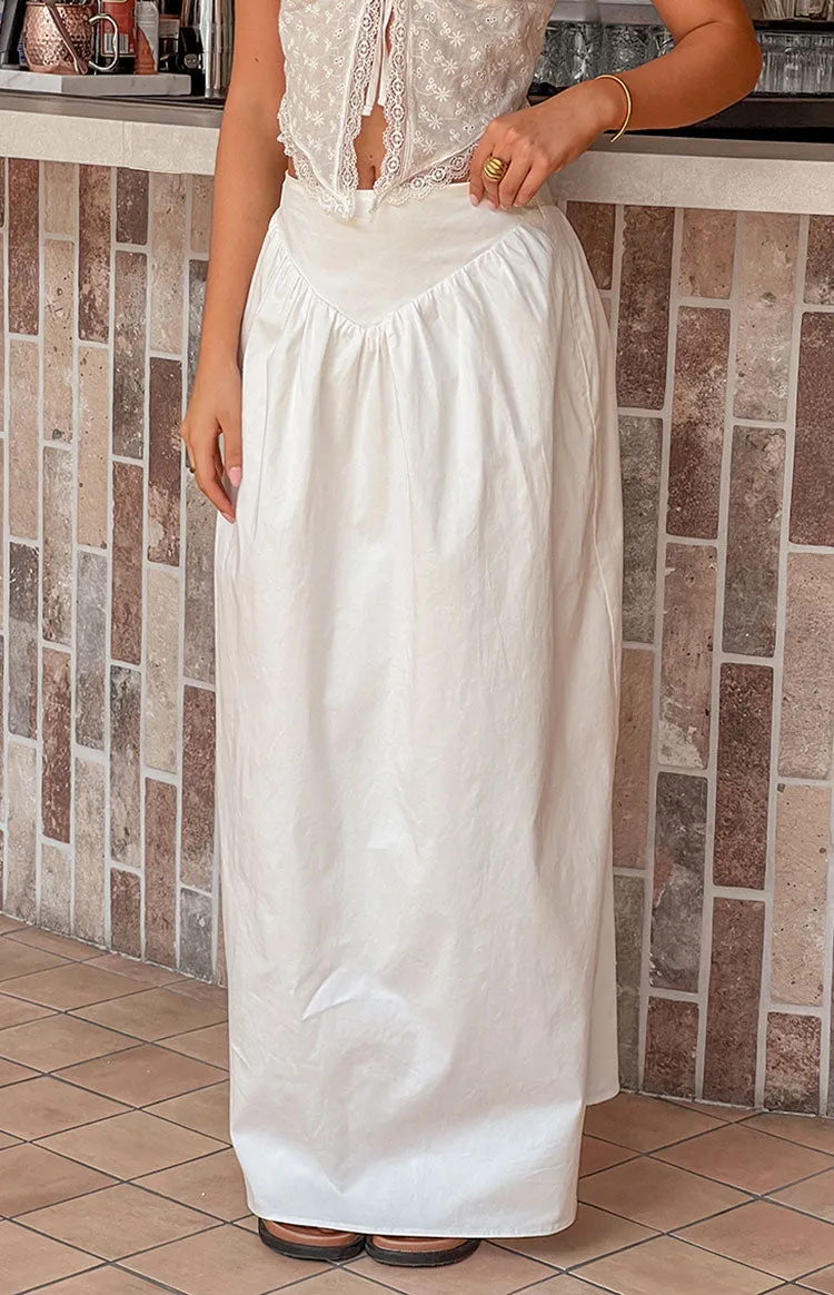 Sweetheart Swirl White Midi Skirt