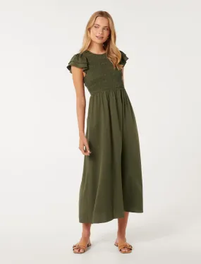 Tallulah Shirred Midi Dress