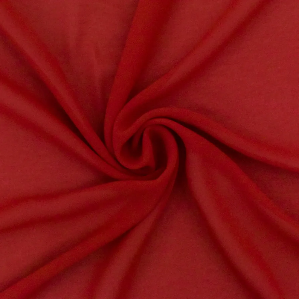 Tangerine Red Solid Silk Chiffon Woven Fabric