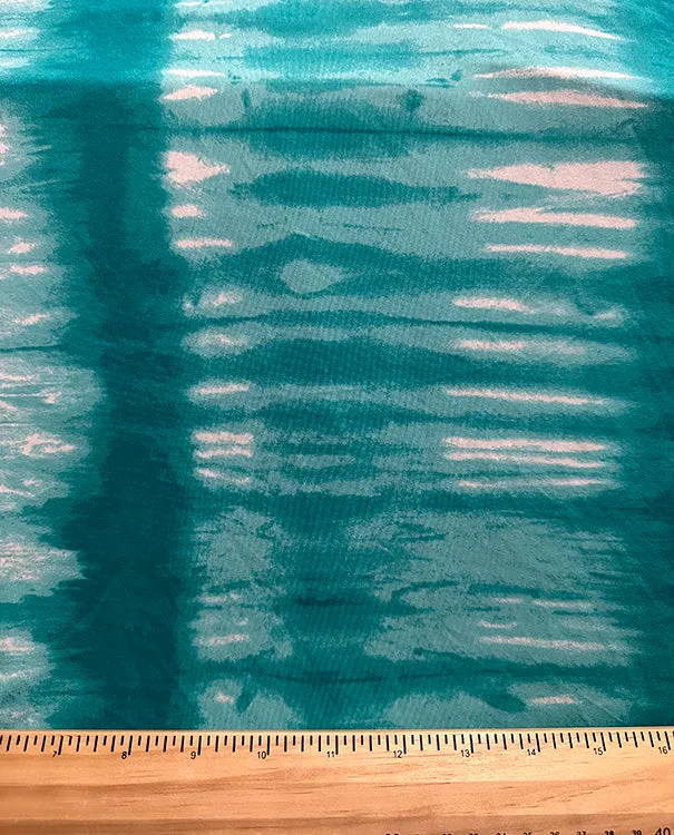 Teal Tie Dye Print ITY Jersey Knit Fabric