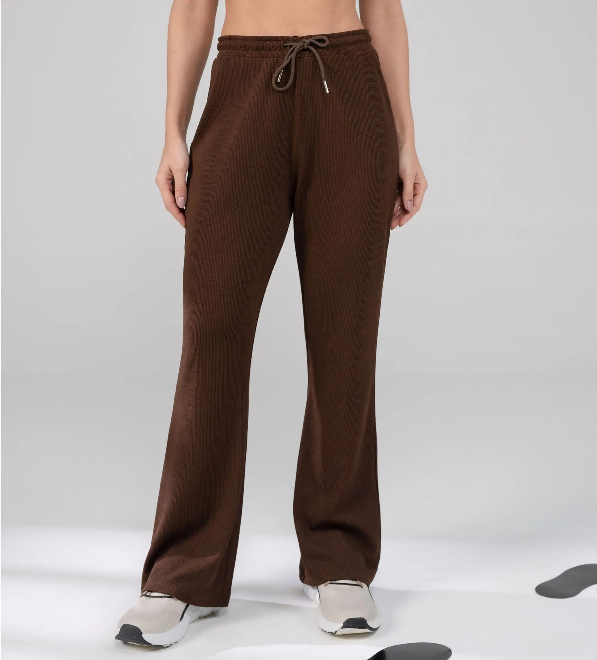 Textured Rib Knit brown Trackpants