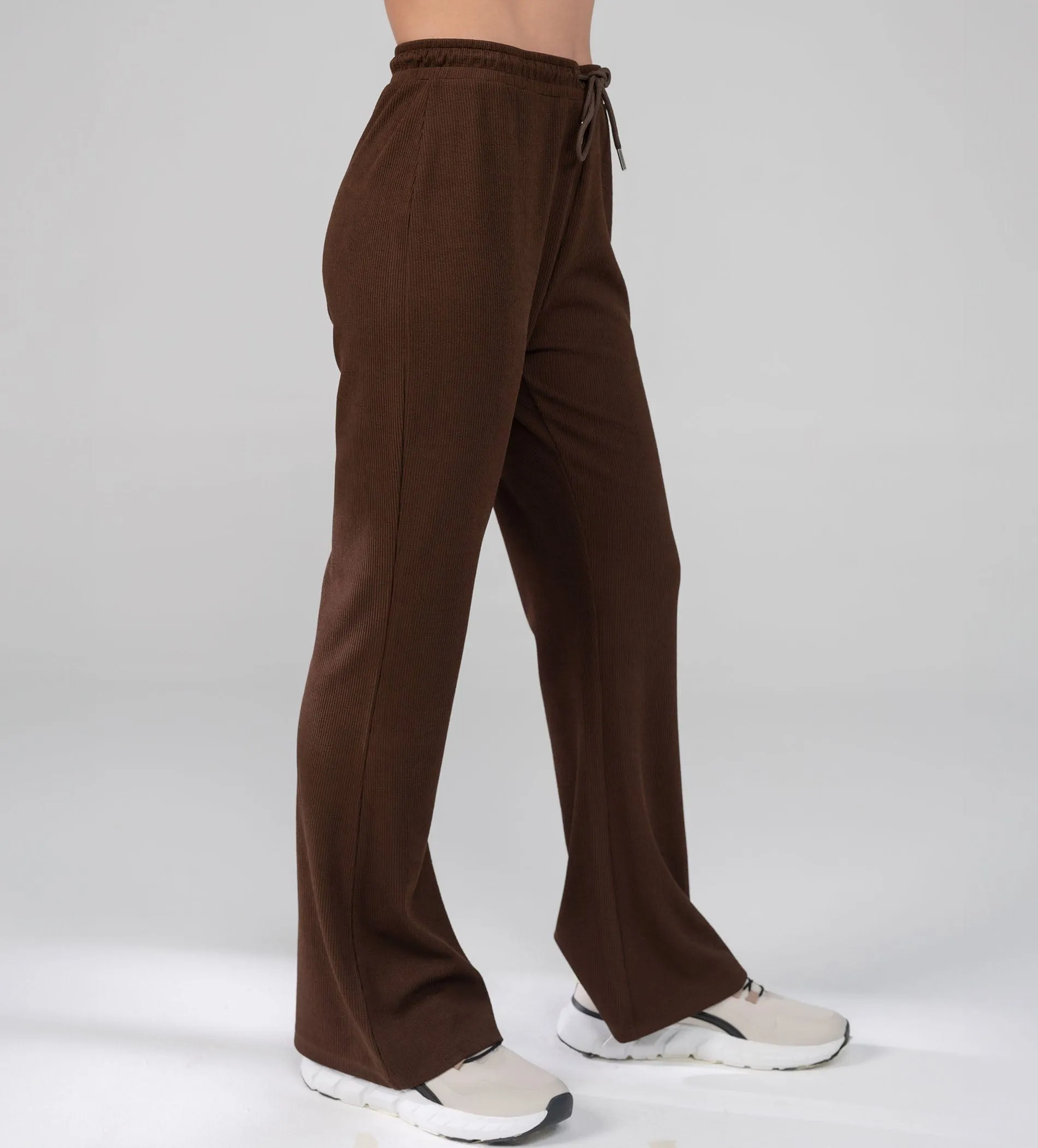 Textured Rib Knit brown Trackpants