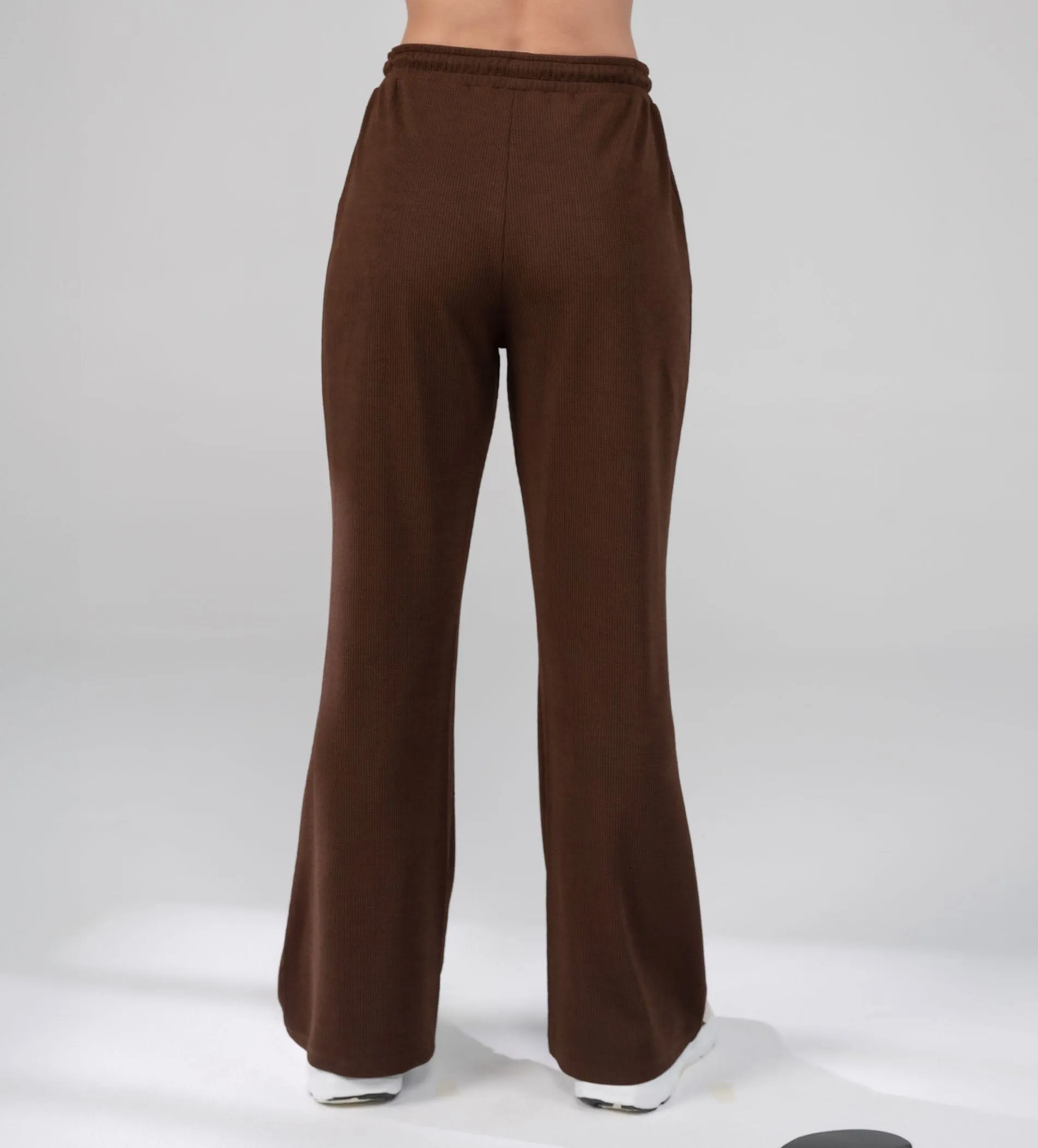 Textured Rib Knit brown Trackpants