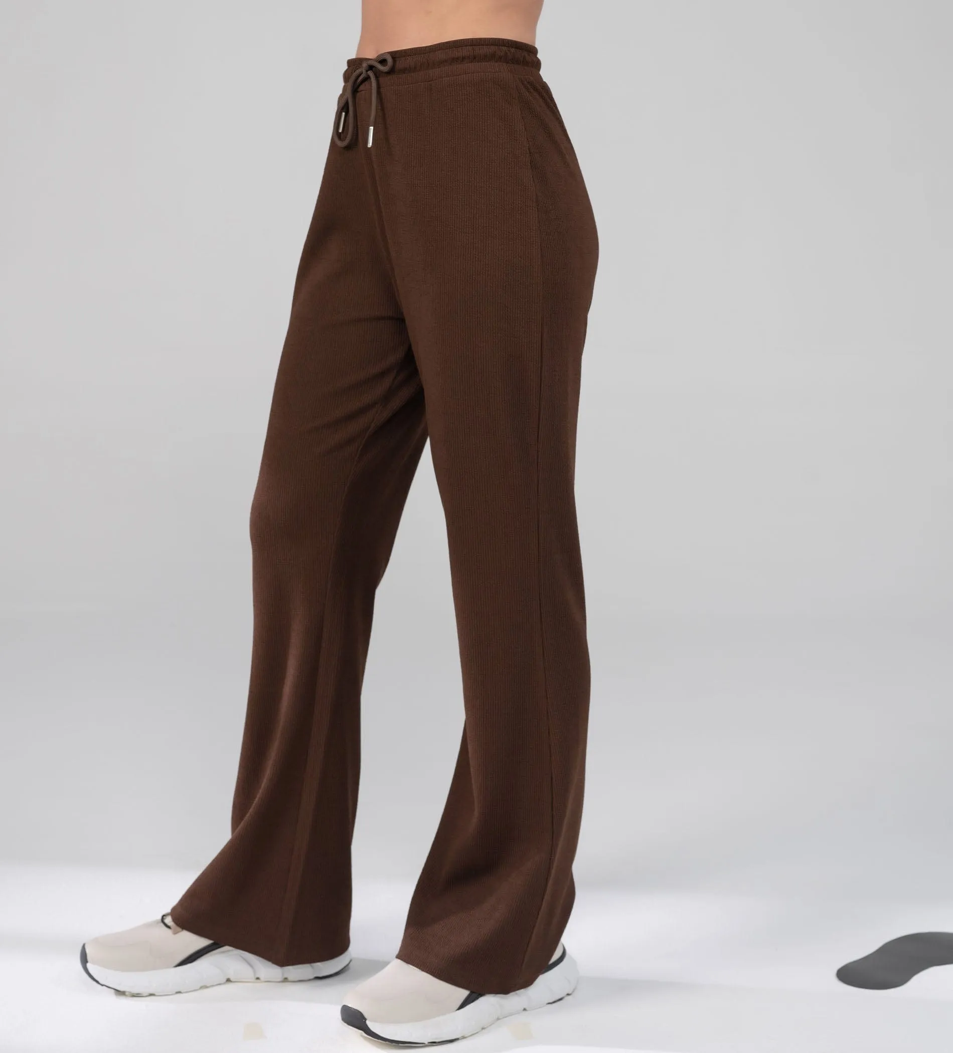 Textured Rib Knit brown Trackpants