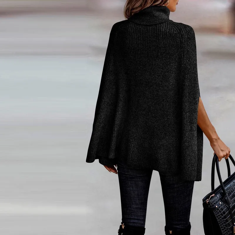 Turtle Neck Cozy Cape Poncho