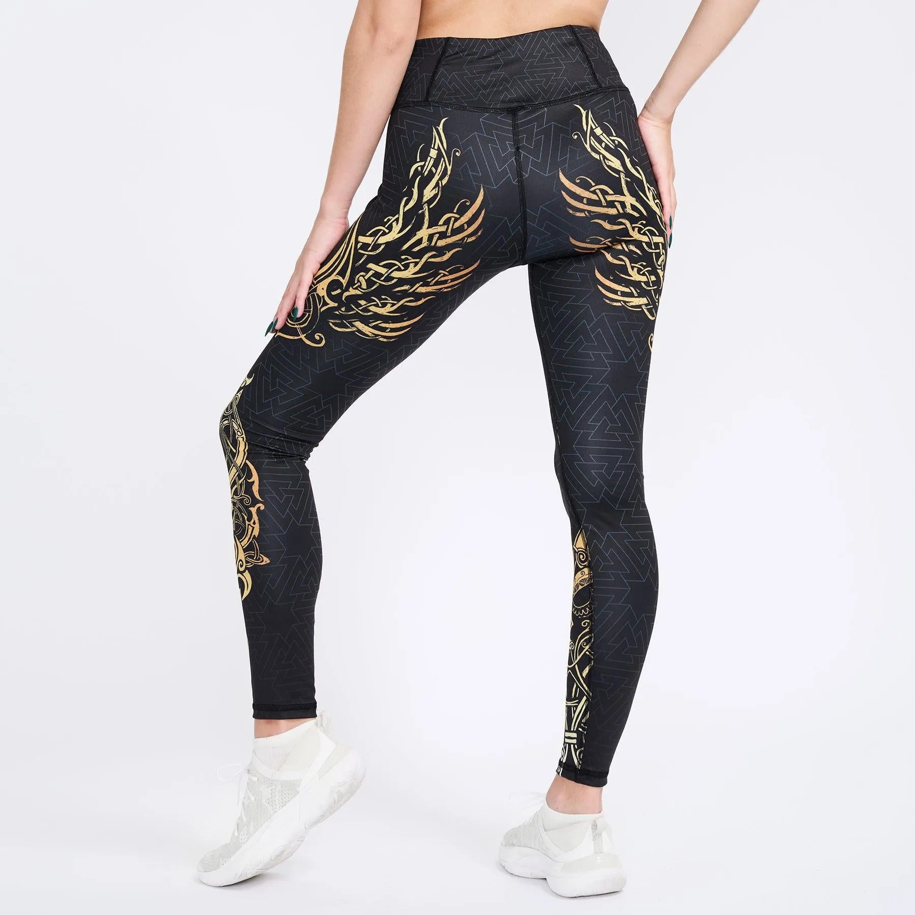 Valkyries of Valhalla High Waisted Leggings - Gold Edition