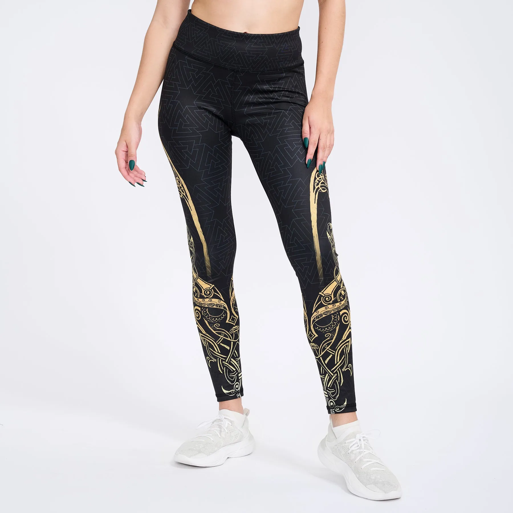 Valkyries of Valhalla High Waisted Leggings - Gold Edition