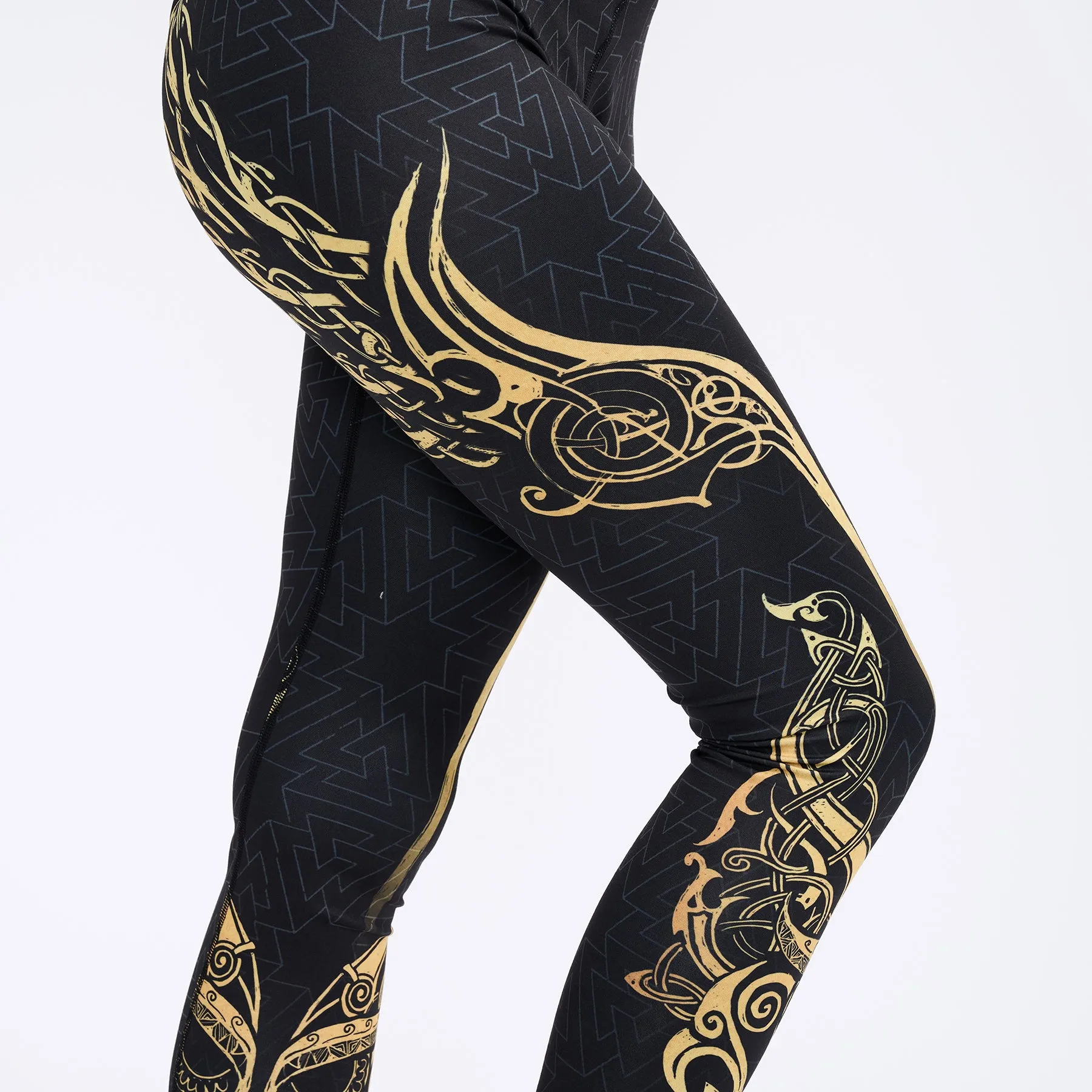 Valkyries of Valhalla High Waisted Leggings - Gold Edition