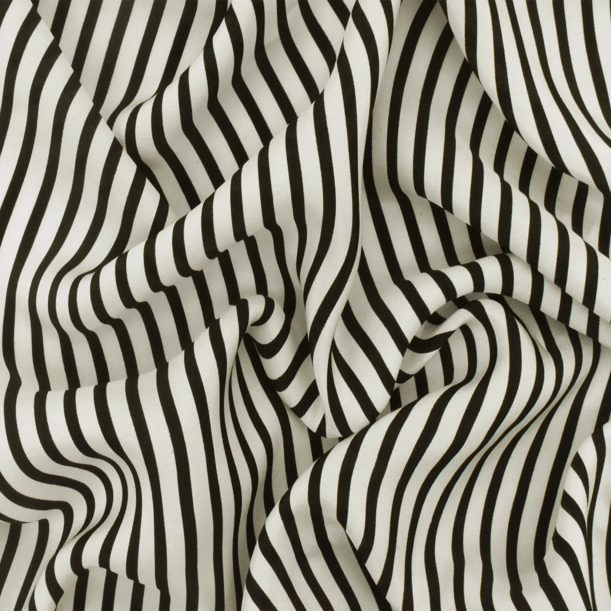 Whisper Ivory-Black Stripe Printed Silk Faille Fabric