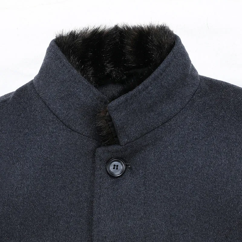 Winter Thicken Detachable Duck Down Lining Wool Coat