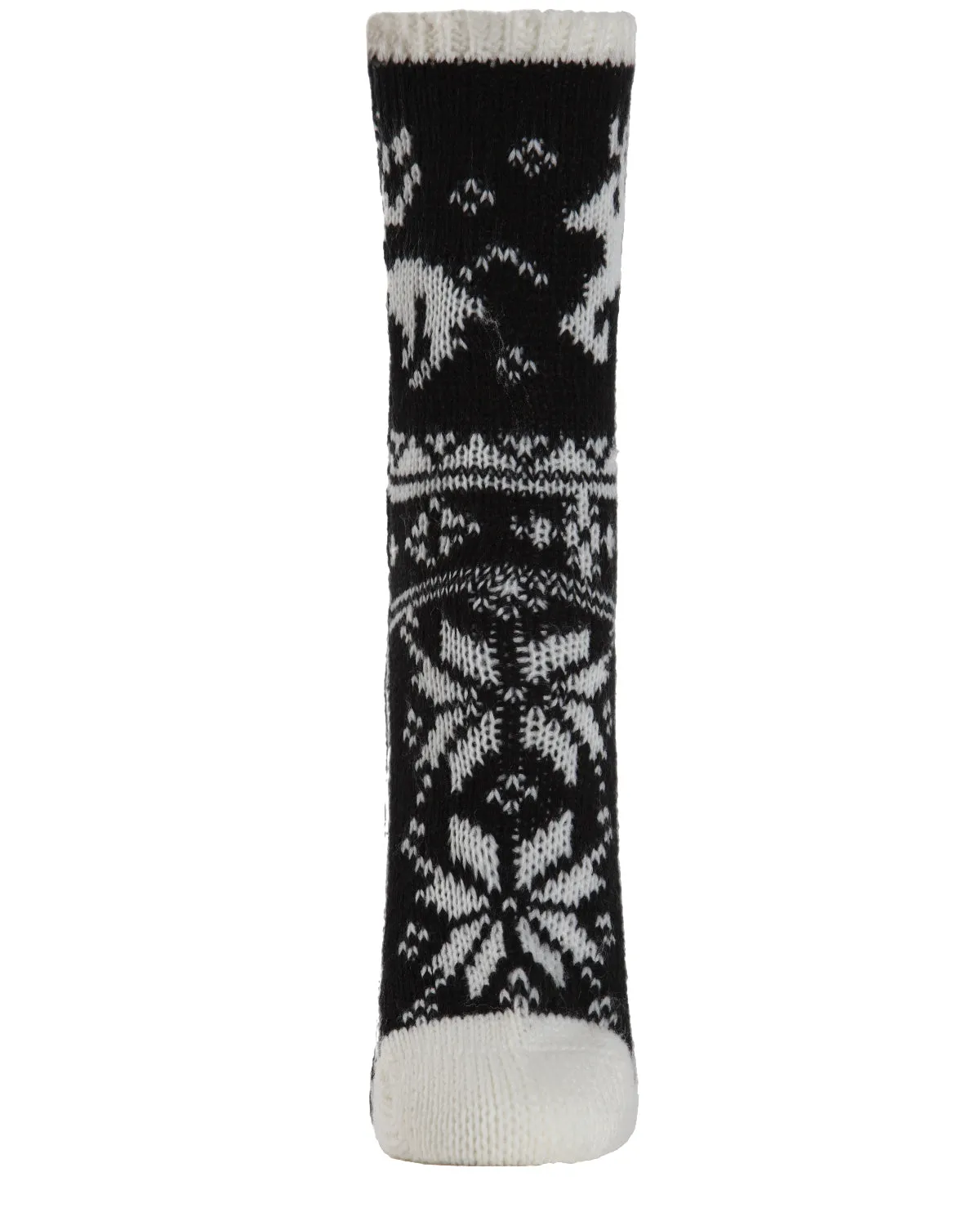 Women's Embroidered Reindeer Sweater Knit Crew Socks