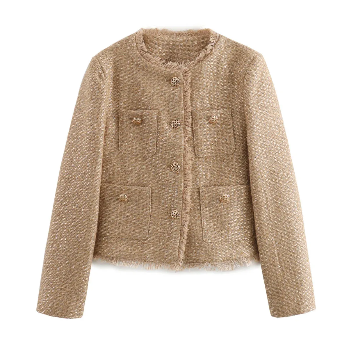 Women's Rustic Tops Fashion Designer Tweed Woolen Jackets