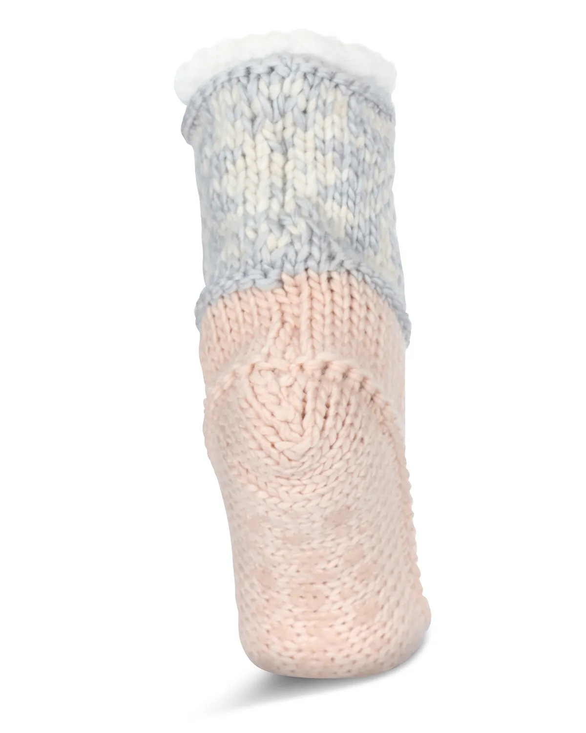 Women's Snowflake Border Recycled Knit Sherpa Lined Lounge Socks