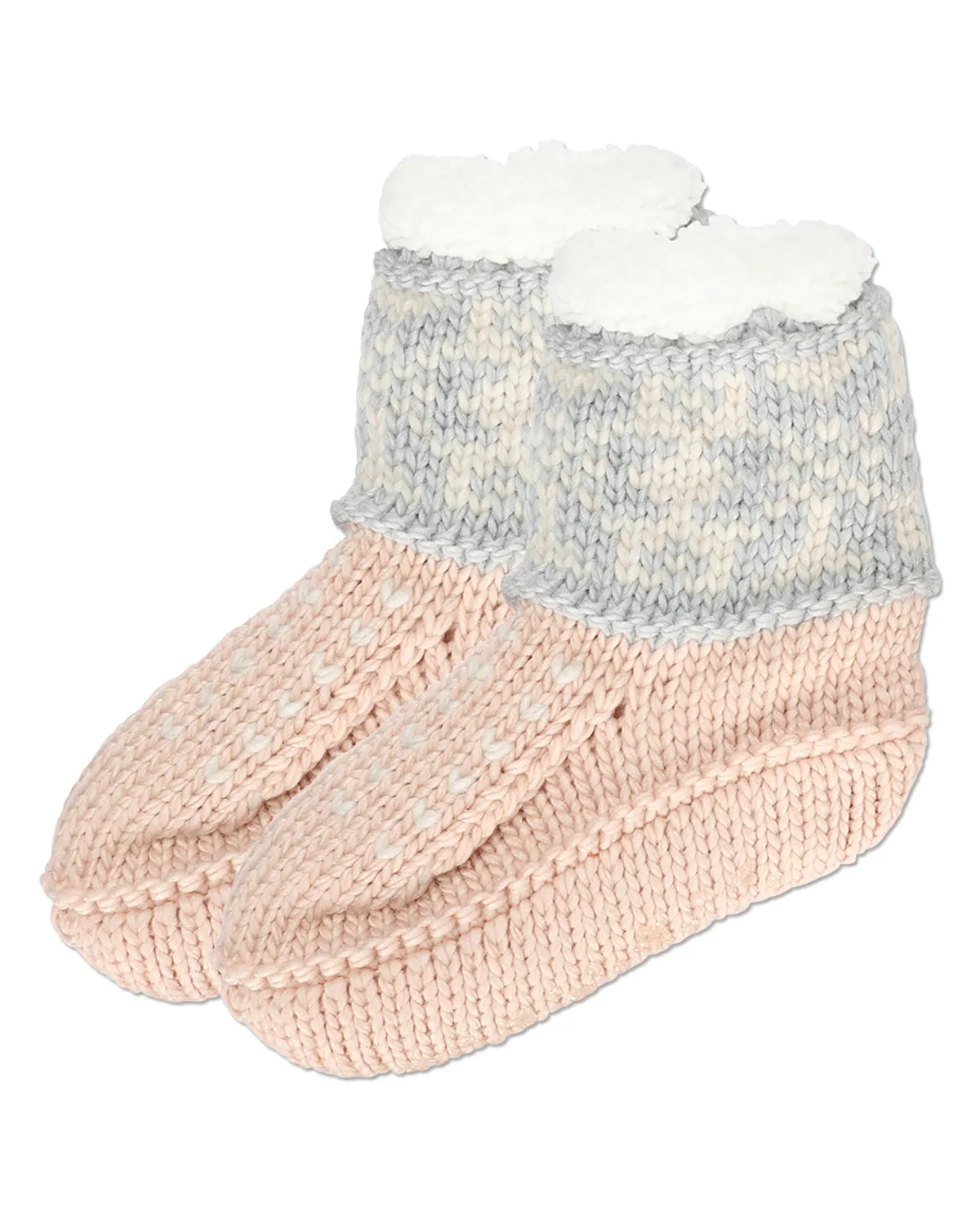 Women's Snowflake Border Recycled Knit Sherpa Lined Lounge Socks