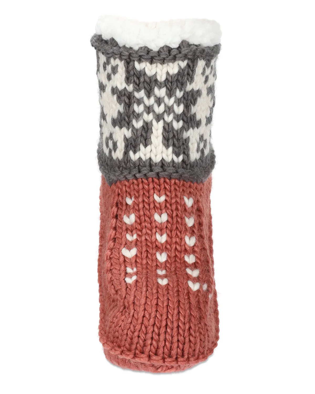 Women's Snowflake Border Recycled Knit Sherpa Lined Lounge Socks