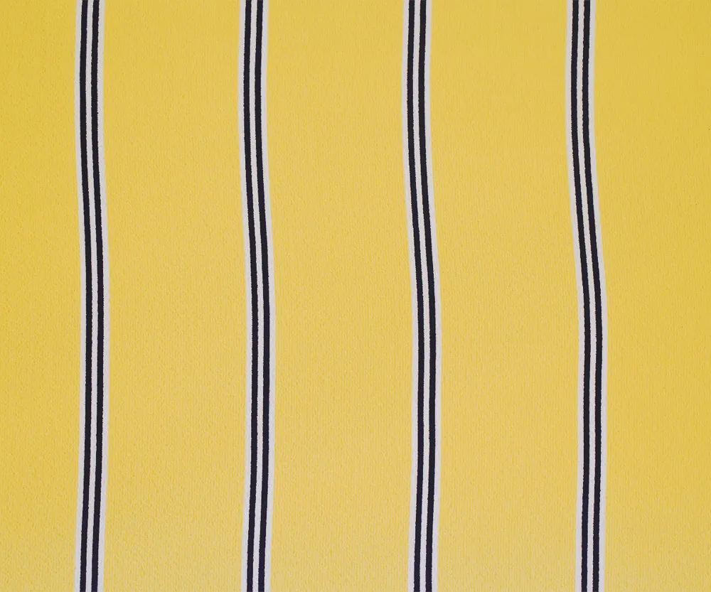 Yellow-Navy-White Stripe Printed Poly Crepe Georgette Woven Fabric